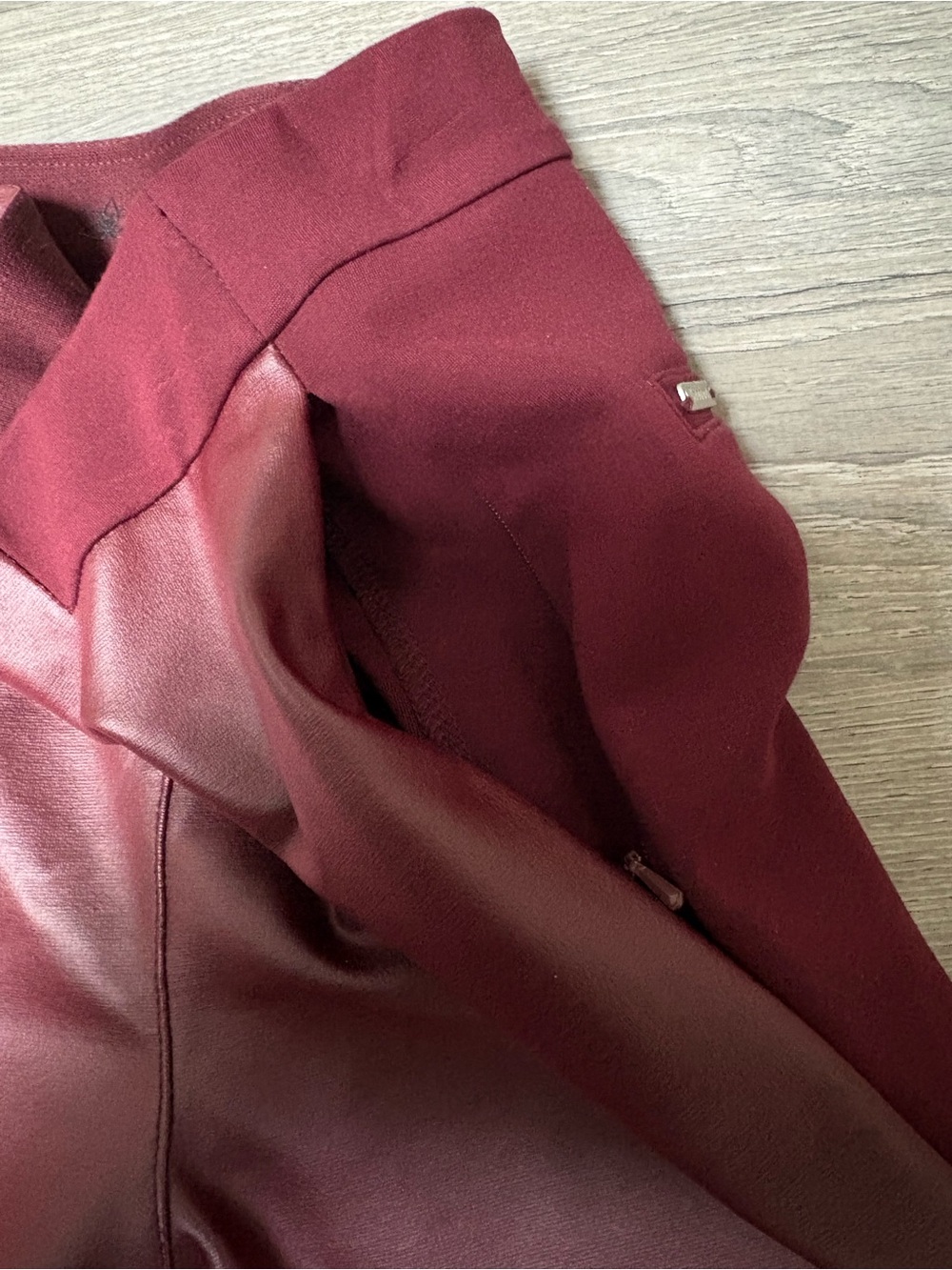 Betabrand Faux Burgundy Leather New Yoga Dress Pants Size Large Petite - Picture 3 of 13